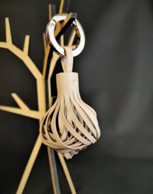 Pompon cuir beige porte-clés bijoux de sac à main accessoires maroquinerie lyon