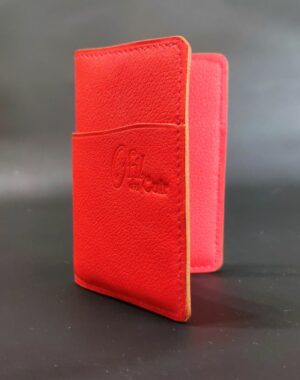 Porte cartes bancaire en cuir rouge maroquinerie Lyon