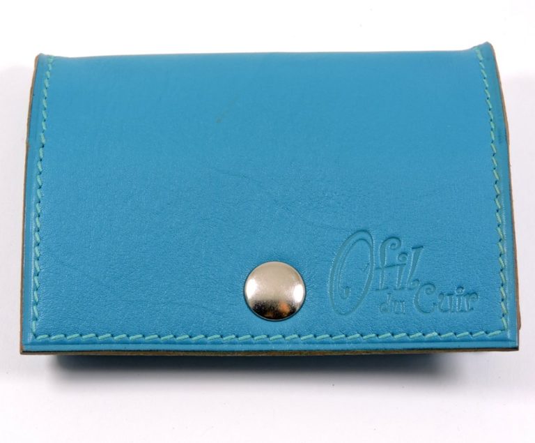 Porte monnaie cuir maroquinerie femme lyon bleu turquoise maroquinerie