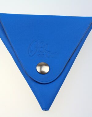 Porte monnaie triangle cuir homme bleu électrique