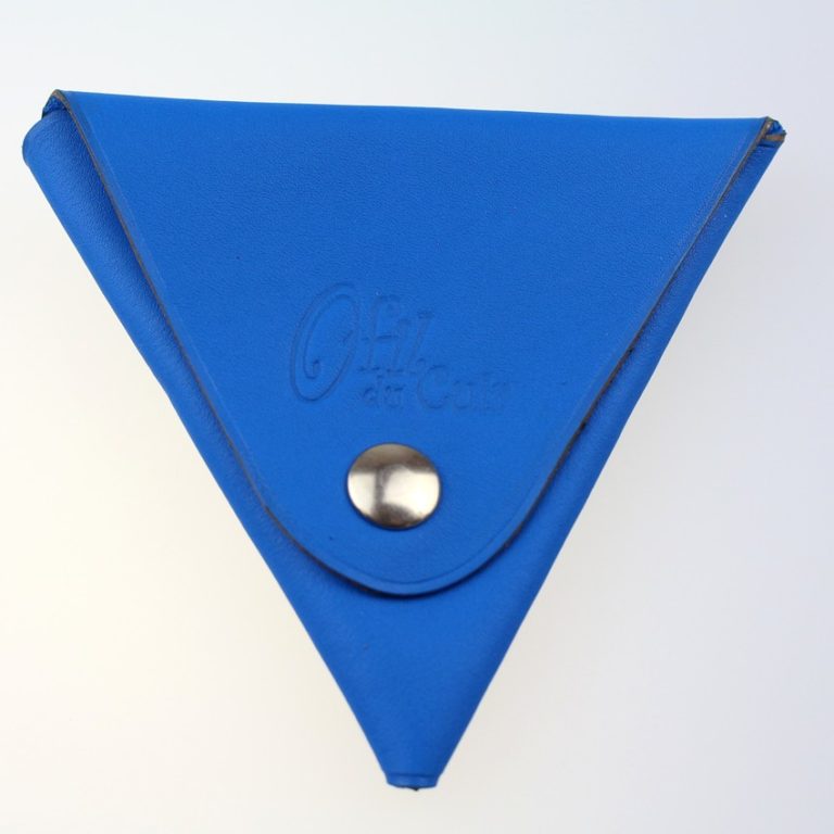 Porte monnaie triangle cuir homme bleu électrique