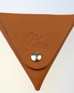 Porte monnaie triangle cuir femme camel accessoire