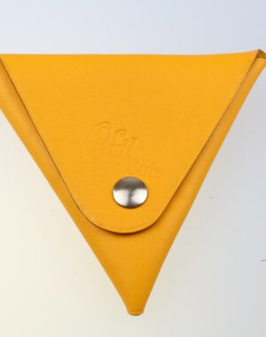 Porte monnaie triangle cuir femme orange orangé