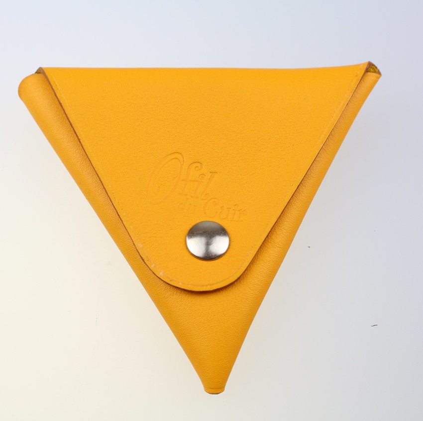 Porte monnaie triangle cuir femme orange orangé