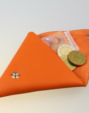 Porte monnaie triangle cuir femme orange accessoire