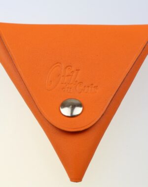 Porte monnaie triangle cuir femme orange