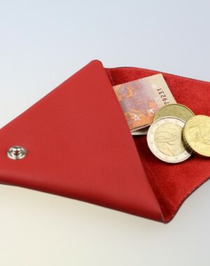 Porte monnaie triangle cuir homme rouge