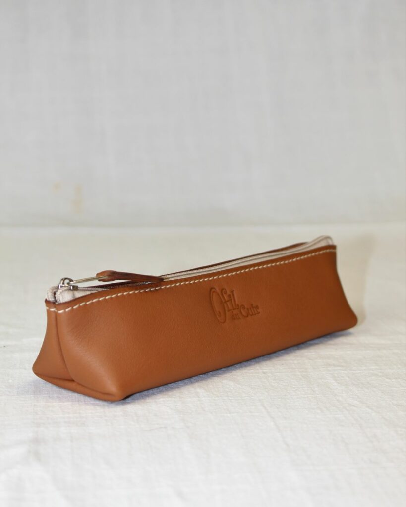 Trousse en cuir à stylos de sac à main fabriqué à Lyon