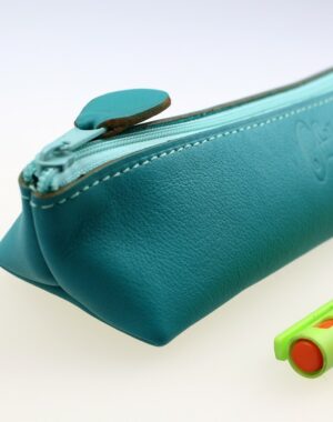 Trousse stylos maquillage cuir maroquinerie Lyon vert