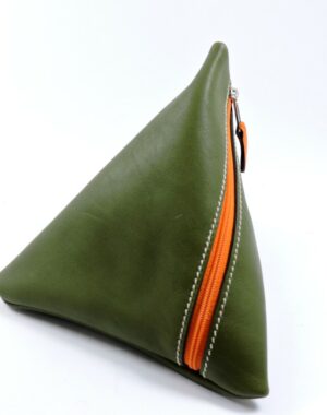 Pochette berlingot accessoire maroquinerie cuir vert kaki