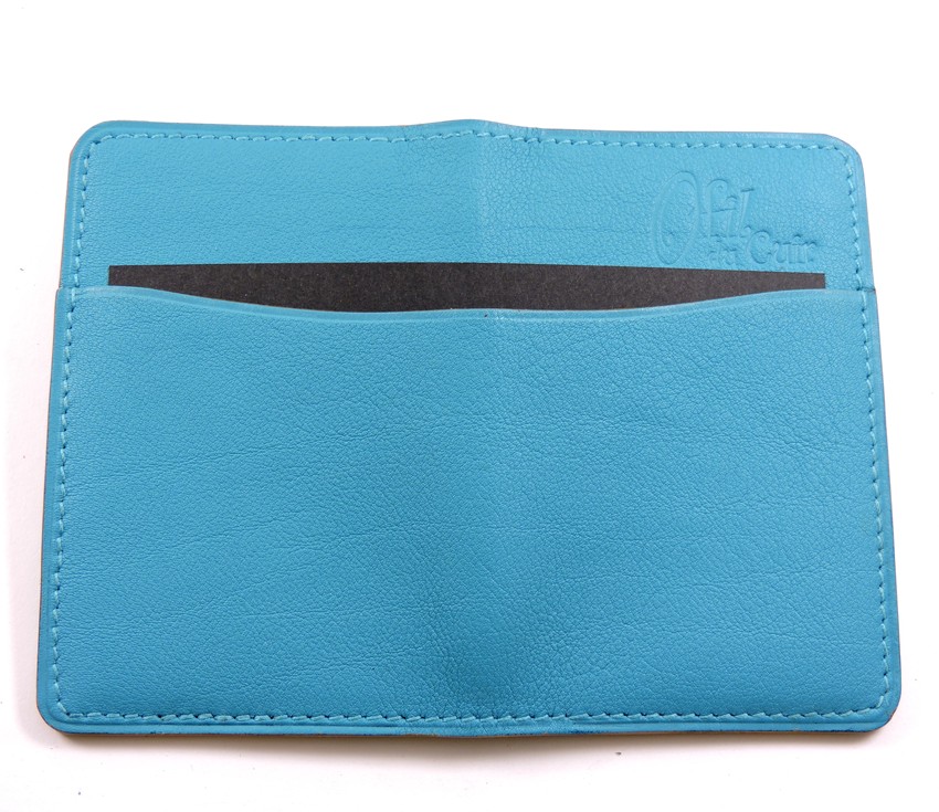Porte cartes bancaire billet cuir maroquinerie Lyon bleu turquoise femme