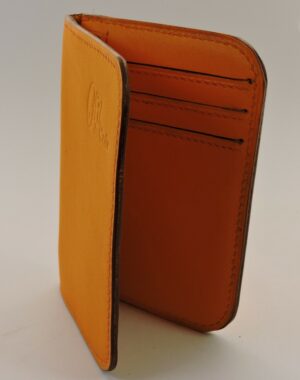 porte carte portefeuille bancaire cuir jaune orange maroquinerie lyon