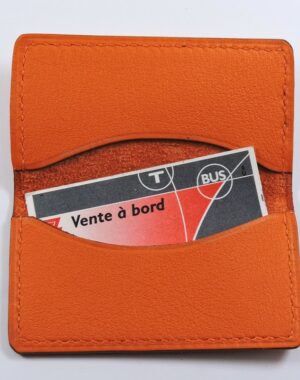 porte ticket cuir metro bus paris lyon maroquinerie orange