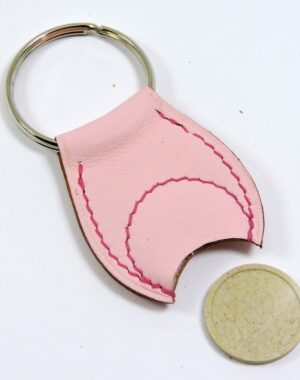 Porte clef cuir jeton caddie bois accessoire maroquinerie Lyon rose