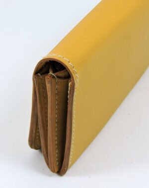 Porte monnaie cartes bancaires papier maroquinerie Lyon femme cuir camel