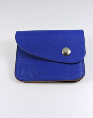 Porte monnaie cartes bancaires cuir-maroquinerie Lyon bleu saphir femme