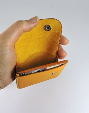 Porte monnaie cartes bancaires cuir-maroquinerie Lyon homme jaune orangé femme
