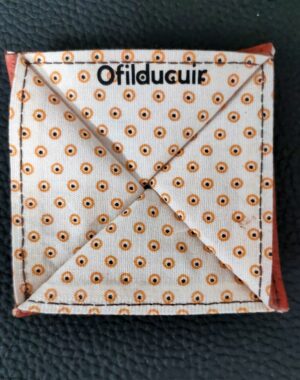 Porte monnaie origami en cuir marron doublé tissu africain ofilducuir zoulou