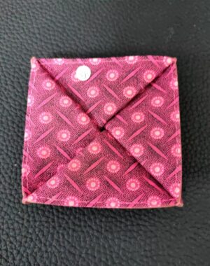 Porte monnaie origami en cuir rose tissu africain ofilducuir zoulou