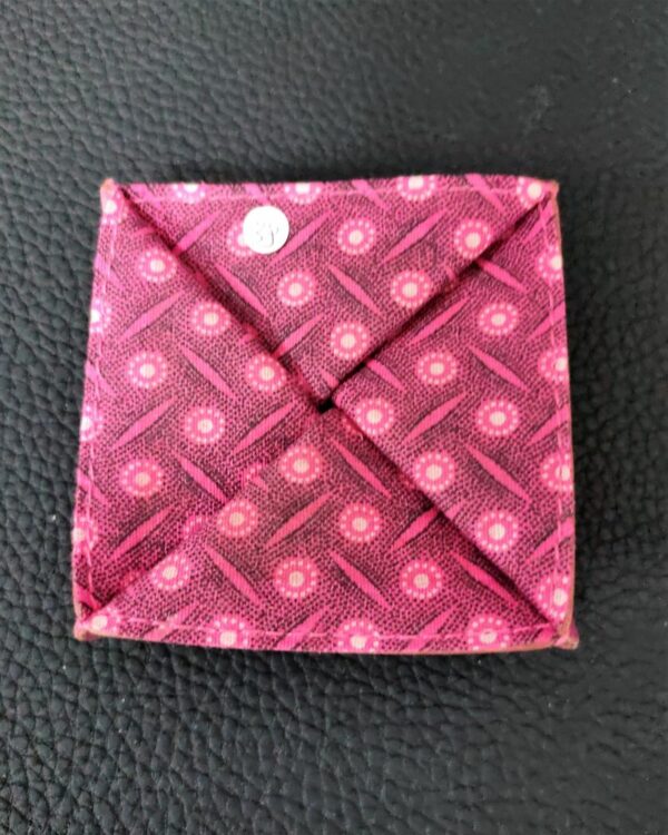 Porte monnaie origami en cuir rose tissu africain ofilducuir zoulou