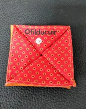 Porte monnaie origami en cuir jaune doublé tissu africain rougeofilducuir zoulou