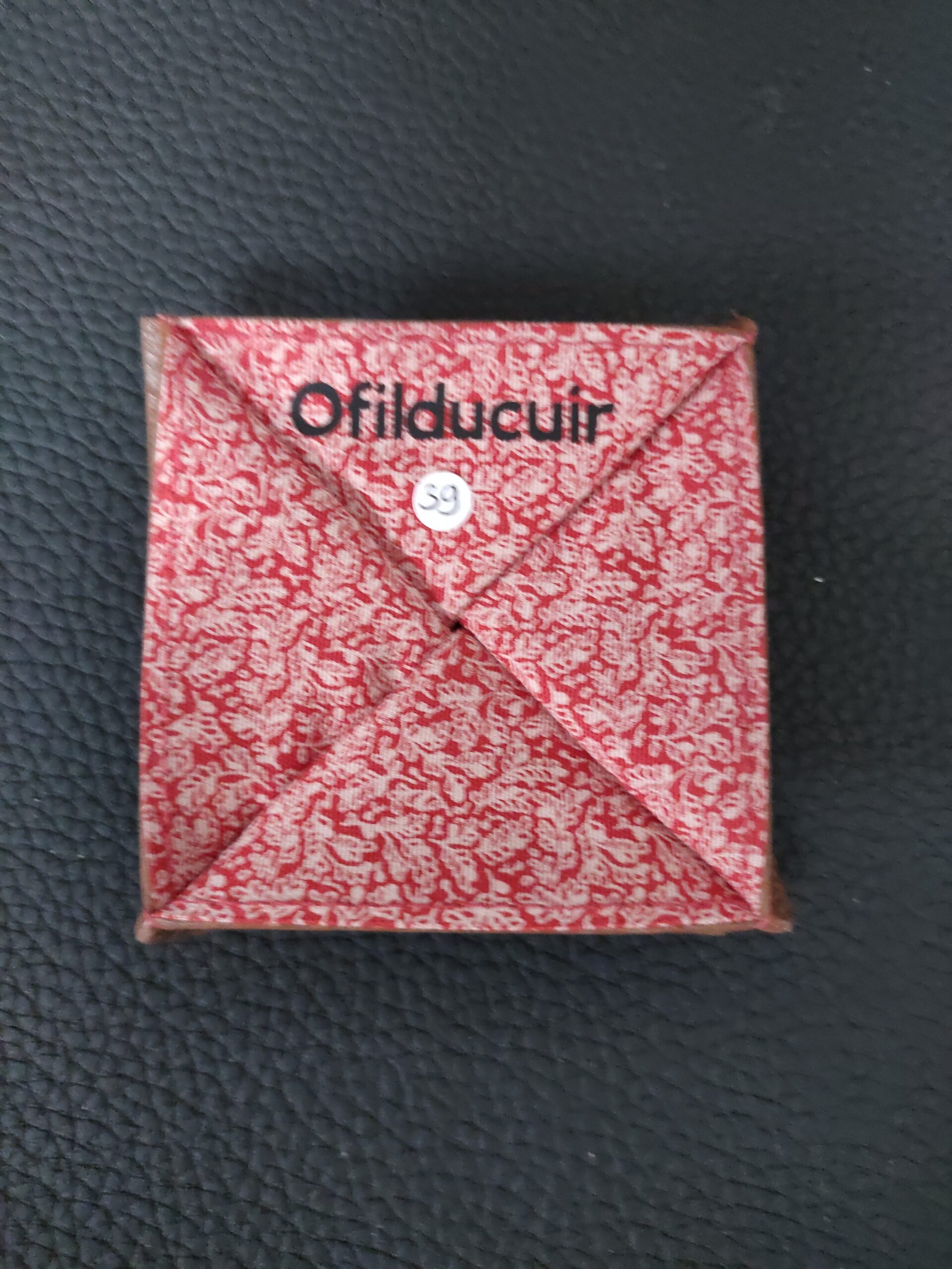 Porte monnaie origami en cuir brique doublé tissu africain ofilducuir zoulou