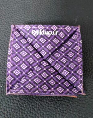 Porte monnaie origami en cuir violet doublé tissu africain ofilducuir zoulou