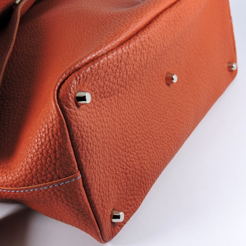 Sac A Main Vero Asymetrique En Cuir Graine Brique Ofilducuir