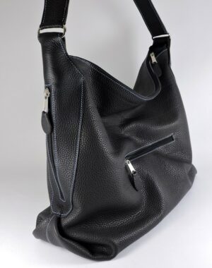 sac main cuir graine noir femme maroquinerie lyon