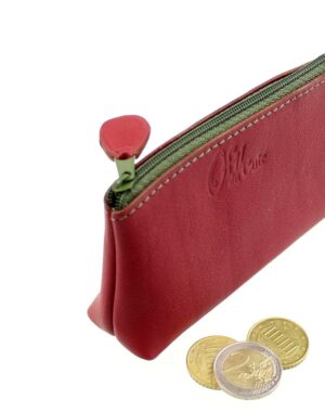 Porte monnaie ofilducuir cuir borbeaux kaki pochette maroquinerie Lyon femme