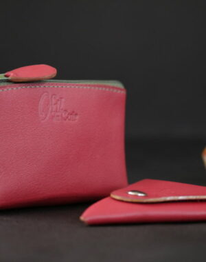 Porte monnaie ofilducuir cuir borbeaux kaki pochette maroquinerie Lyon