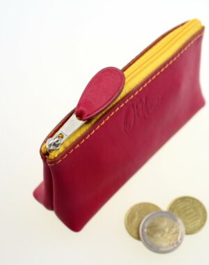 Porte monnaie ofilducuir cuir framboise pochette maroquinerie Lyon femme
