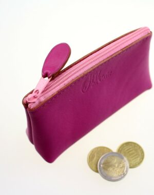 Porte monnaie ofilducuir cuir pochette maroquinerie Lyon femme fuchsia