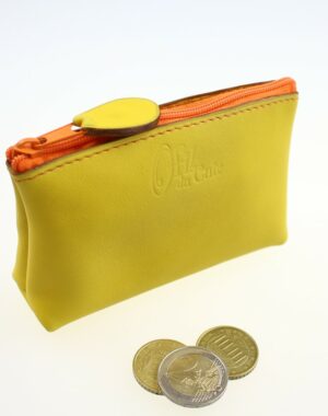 Porte monnaie ofilducuir cuir pochette maroquinerie Lyon femme jaune