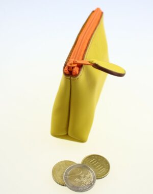 Porte monnaie ofilducuir cuir pochette maroquinerie Lyon femme jaune accessoire