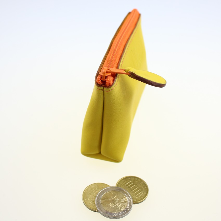 Porte monnaie ofilducuir cuir pochette maroquinerie Lyon femme jaune accessoire