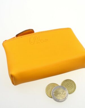 Porte monnaie ofilducuir cuir pochette maroquinerie Lyon femme jaune orangé