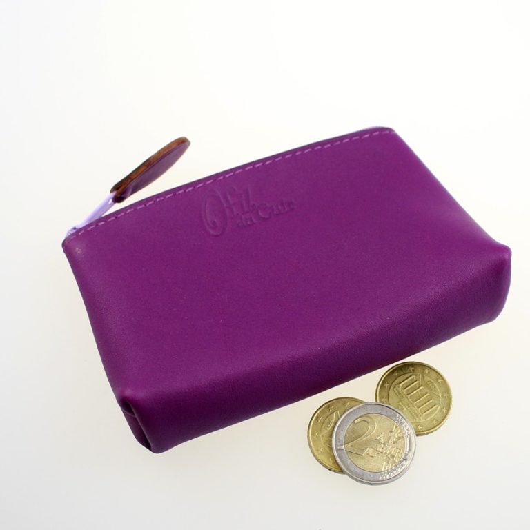 Porte monnaie ofilducuir cuir pochette maroquinerie Lyon femme violet