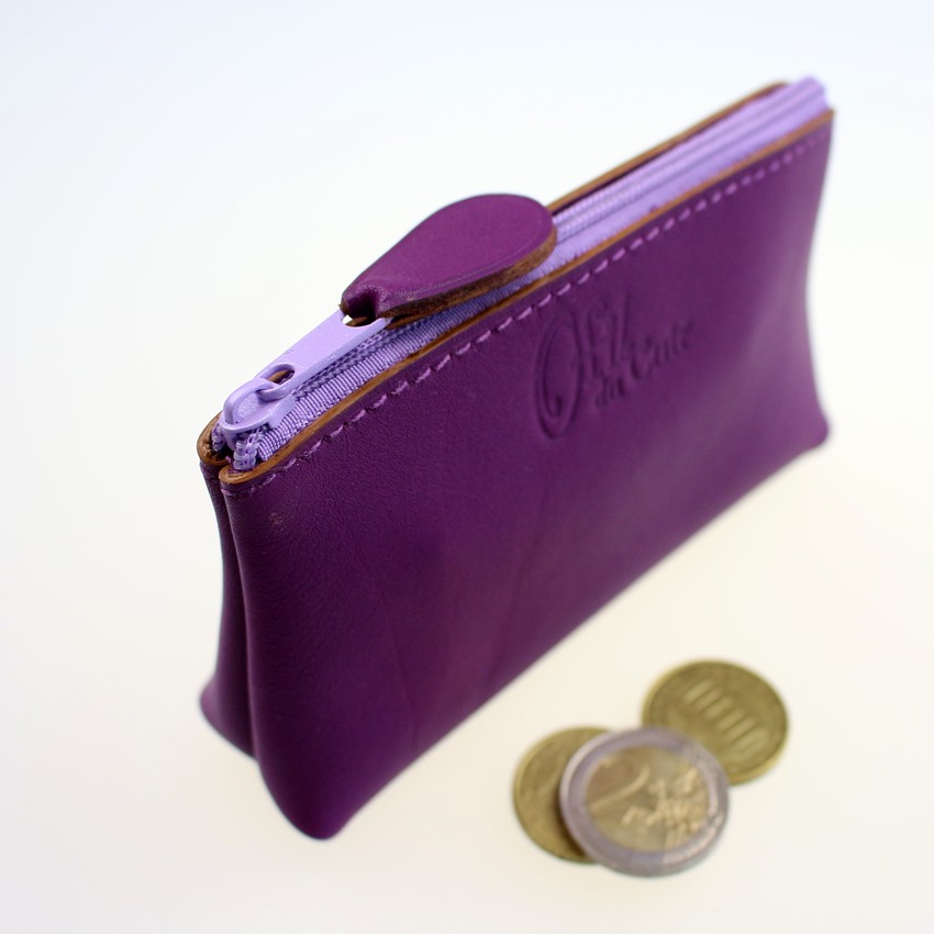 Porte monnaie ofilducuir cuir pochette maroquinerie Lyon femme violet accessoire