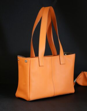 Sac main femme cuir orange maroquinerie Lyon bandoulière