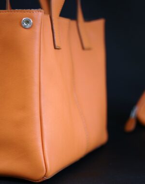 Sac main femme cuir orange maroquinerie