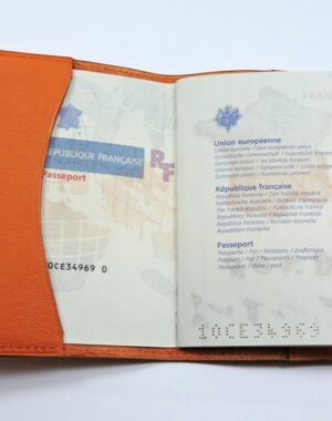 Protège passeport voyage cuir orange maroquinerie