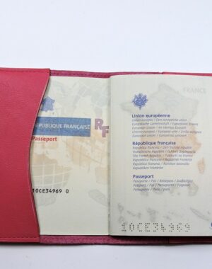 Protège passeport voyage cuir rose maroquinerie