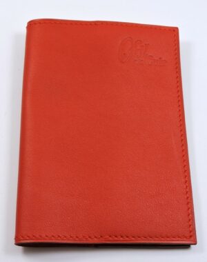 Protège passeport voyage cuir rouge orangé