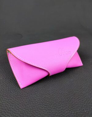 Etui à lunettes en cuir de veau rose maroquinerie Lyon Ofilducuir accessoires