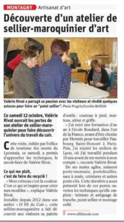 Article presse le progrès maroquinerie ofilducuir accessoires Lyon