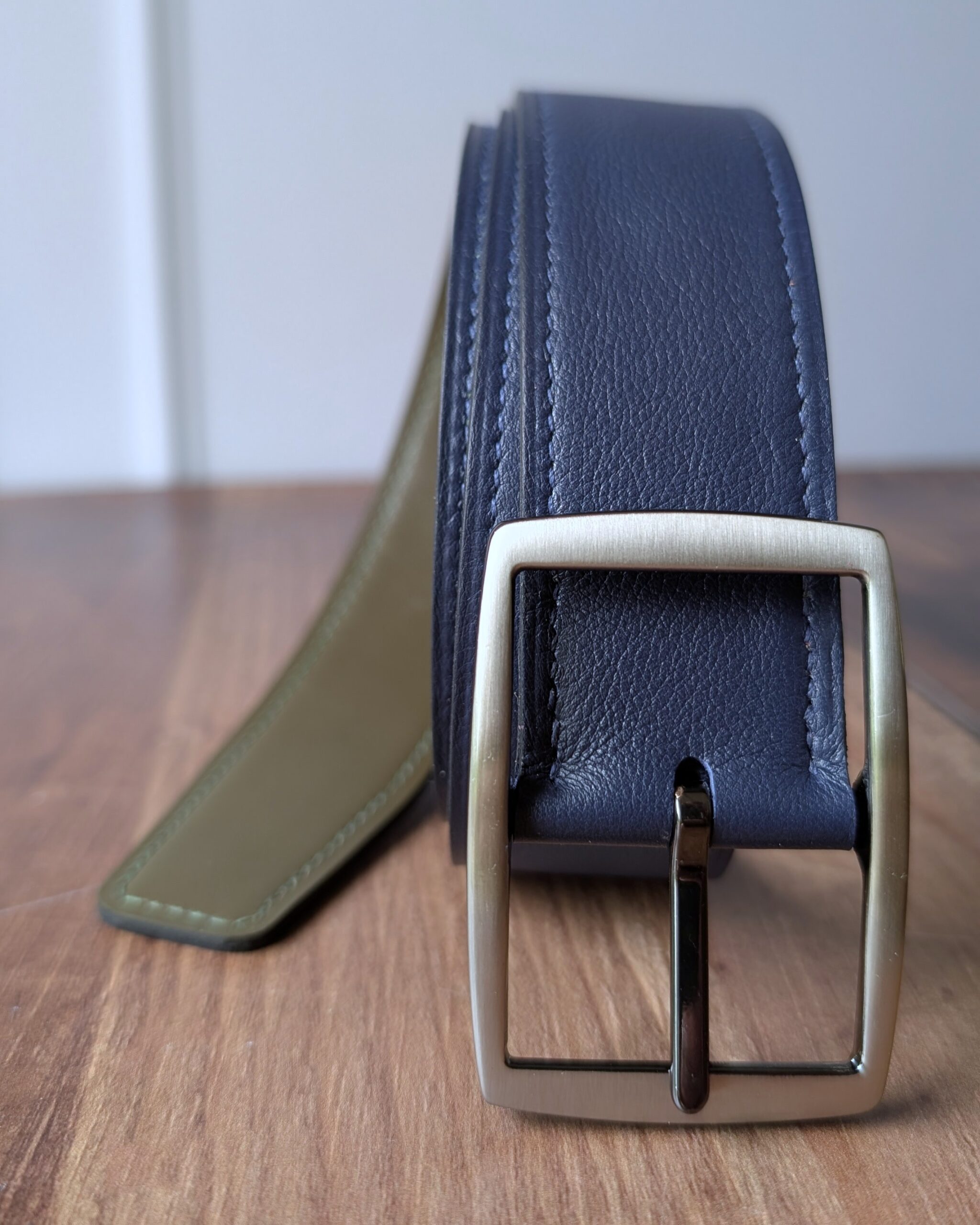 Boucle-3-5-Brossee-Nickelee ceinture en cuir pour homme et femme, ceinture réversible finition 3,5cm nickelée