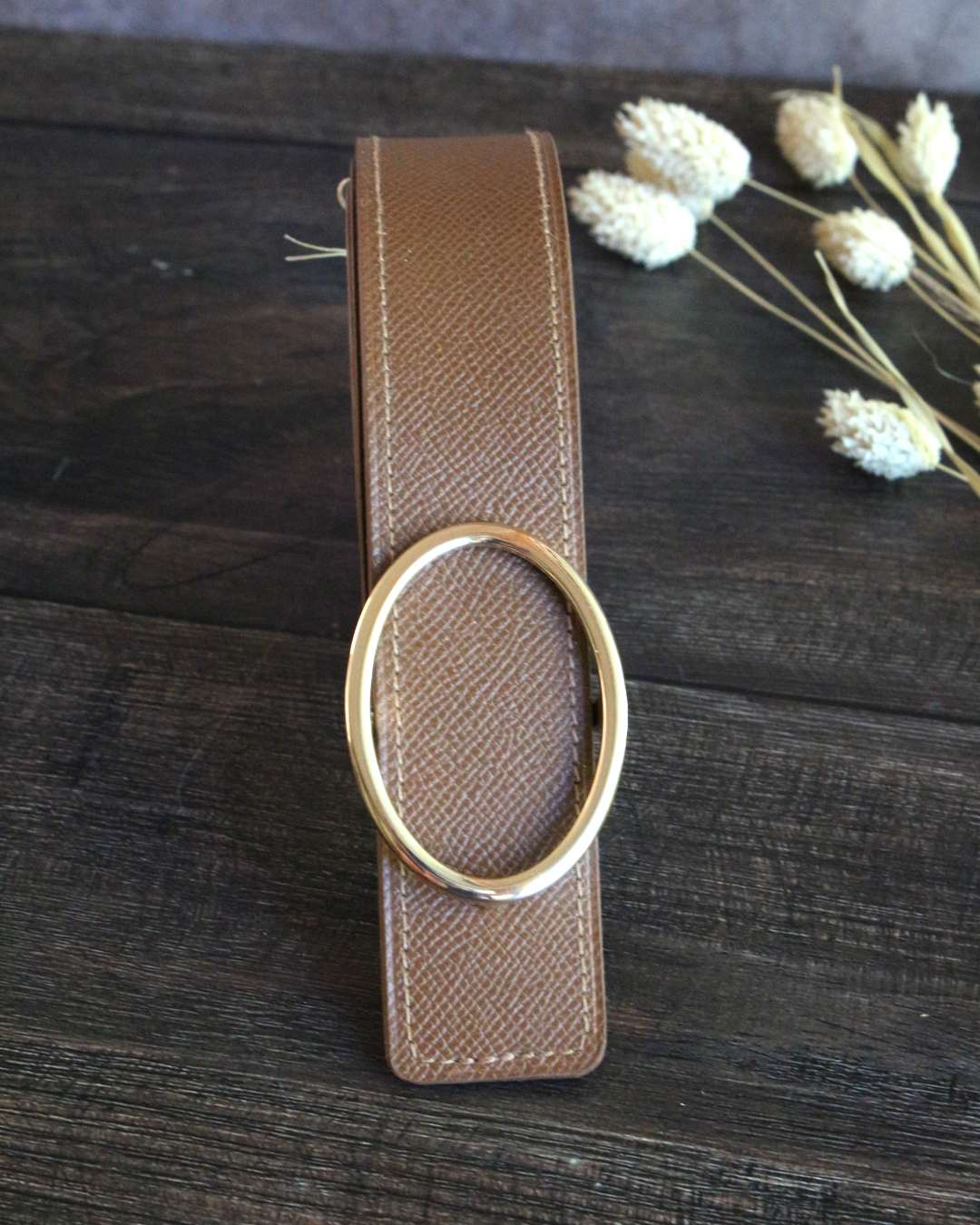 Boucle-doree-3-5 ceinture en cuir pour homme et femme, ceinture réversible finition 3,5cm dorée