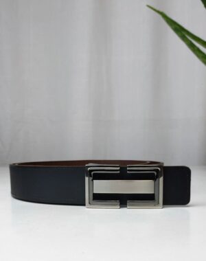 Ceinture réversible en cuir doublé cousue bi colore homme