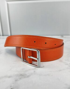 Ceinture réversible doublée cuir avec une boucle nickelée de 3 cm de large